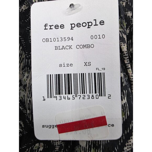Free People Mostly Meadow Blouse XS Black Combo - Picture 5 of 12